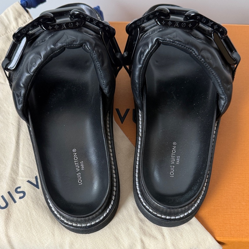 Louis Vuitton Black Chain Detail Women’s Sandals - Picture 3 of 4